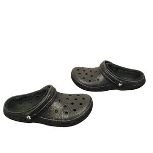 Crocs Men’s Classic Glitter Fleece Lined Clogs Size 11 Black Warm Comfort Shoes